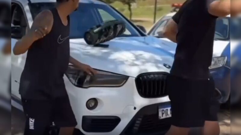 GO: carro da guarda civil estraga BMW durante gravação de clipe. Vídeo