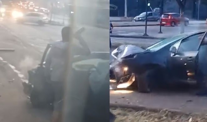 Motorista bate em semáforo e é flagrado bebendo cerveja em Belo Horizonte