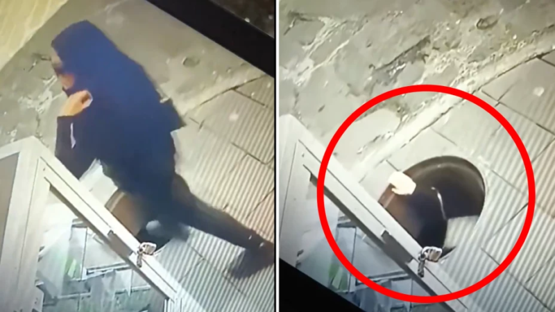 Mulher distraída com o celular cai em bueiro aberto no Equador