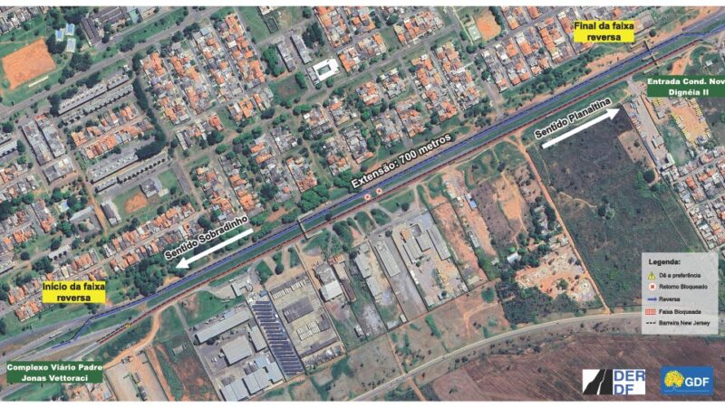 GDF implementa reversão na BR-020, entre Sobradinho e Planaltina, para nova etapa de ampliação da via