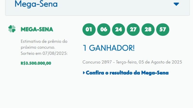 Sorte grande no Espírito Santo: com aposta única morador de Barra de São Francisco leva prêmio de R$ 99,5 milhões na Mega-Sena