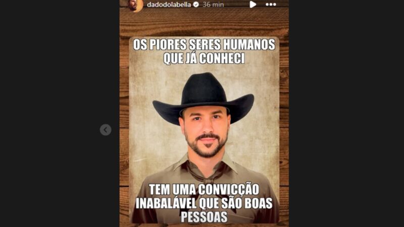 Dado Dolabella compartilha suposta indireta para Luan Pereira. Veja!