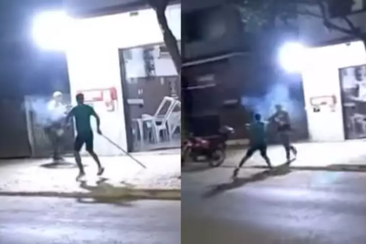 Vídeo: homem usa motosserra ligada para ameaçar clientes e dona de bar