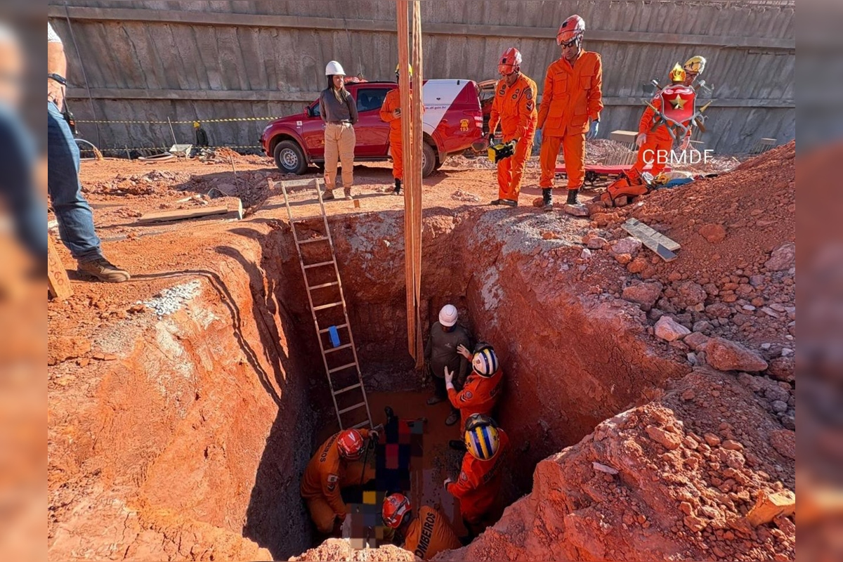 Operário cai em buraco de 3m de profundidade em obra no Lago Norte