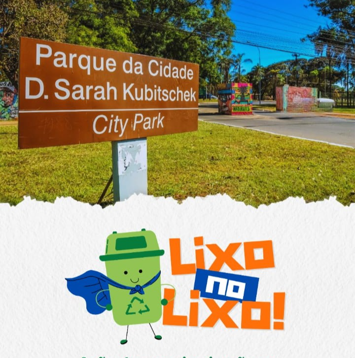 Ação conscientiza frequentadores do Parque da Cidade sobre descarte correto de lixo