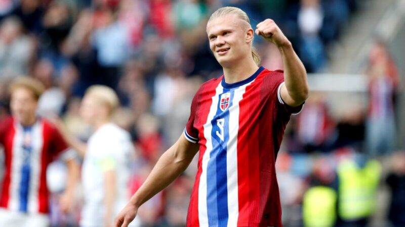 Haaland tem média maior que um gol por jogo pela Noruega. Confira