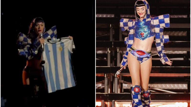 Katy Perry exibe camisa da Argentina e provoca brasileiros