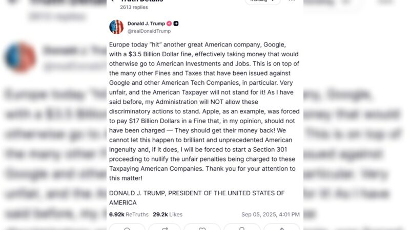 UE multa Google em 2,9 bilhões de euros e Trump reage: “Muito injusto”