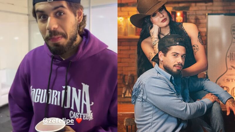 Zé Felipe chama a atenção ao usar moletom de Ana Castela durante show