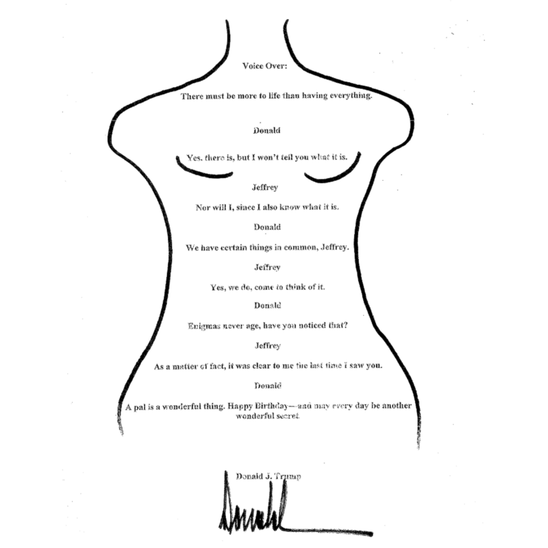 Democratas publicam suposta carta de Trump a Epstein com arte obscena
