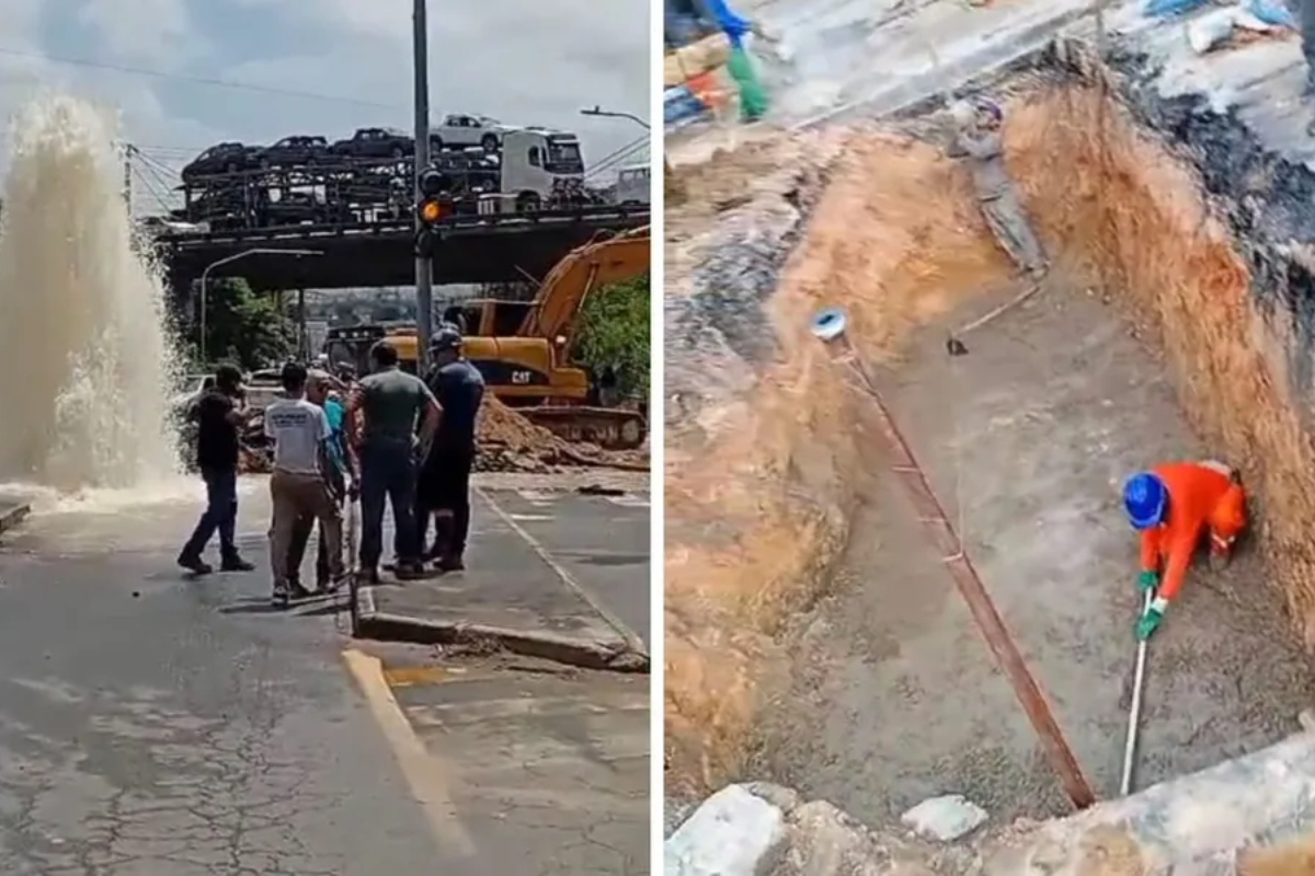 Vídeo: vazamento em obra da prefeitura deixa 40 mil sem água no Recife