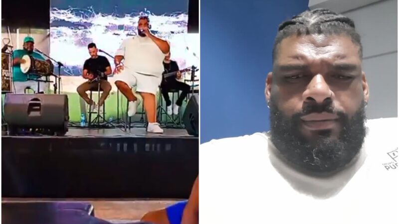 Cantor é derrubado do palco em show e caso vai parar na polícia