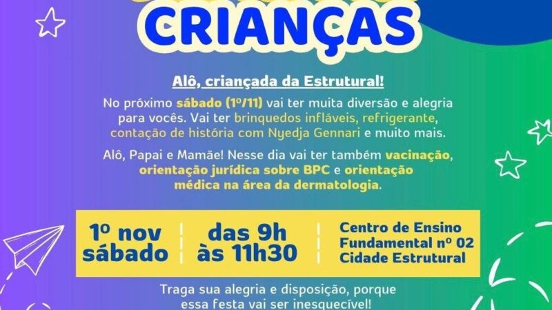 Neste sábado, dia 1º, o Rotary Club de Brasília realizará a Festa das Crianças na Cidade Estrutural