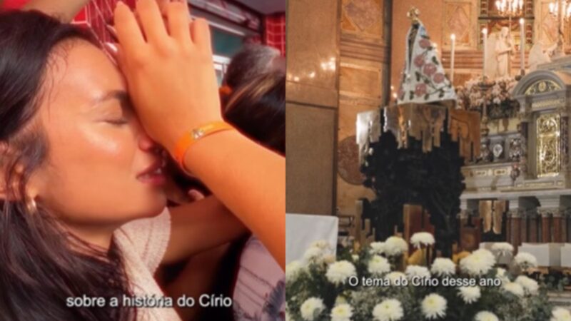 Alane Dias comemora Círio de Nazaré com o namorado Francisco Gil