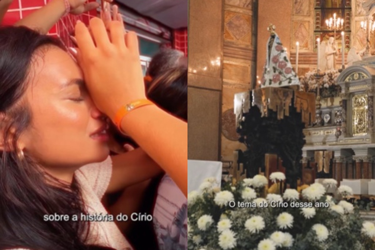 Alane Dias comemora Círio de Nazaré com o namorado Francisco Gil