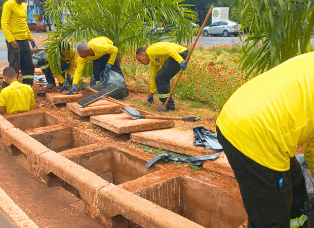 Mais de 320 bocas de lobo do Plano Piloto são limpas para prevenir alagamentos durante as chuvas