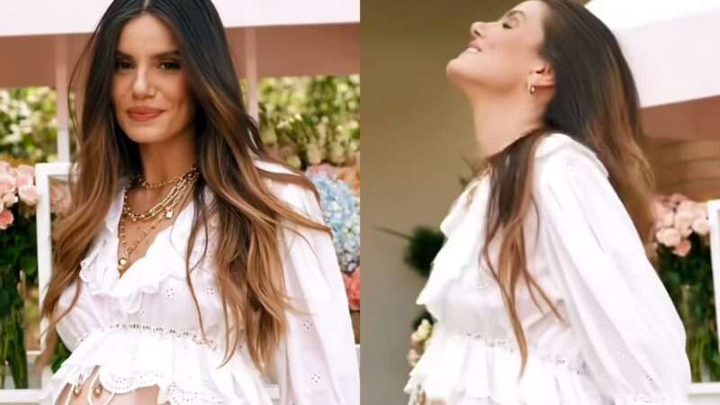 Camila Queiroz encanta ao mostrar barriga no oitavo mês da gravidez