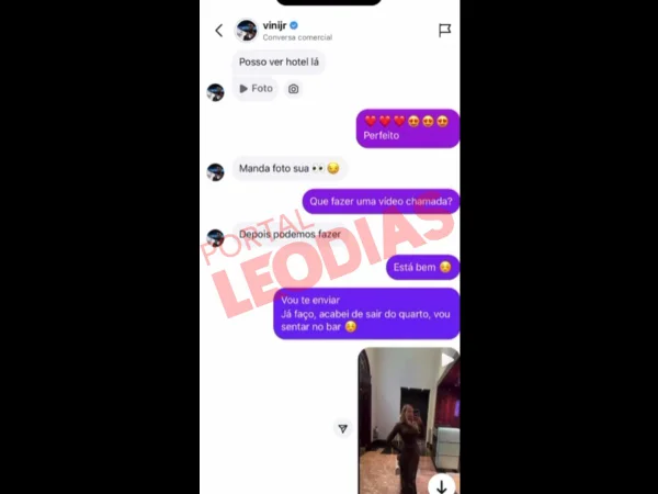 Modelo expõe prints com investidas de Vini Jr. em meio a affair com Virginia