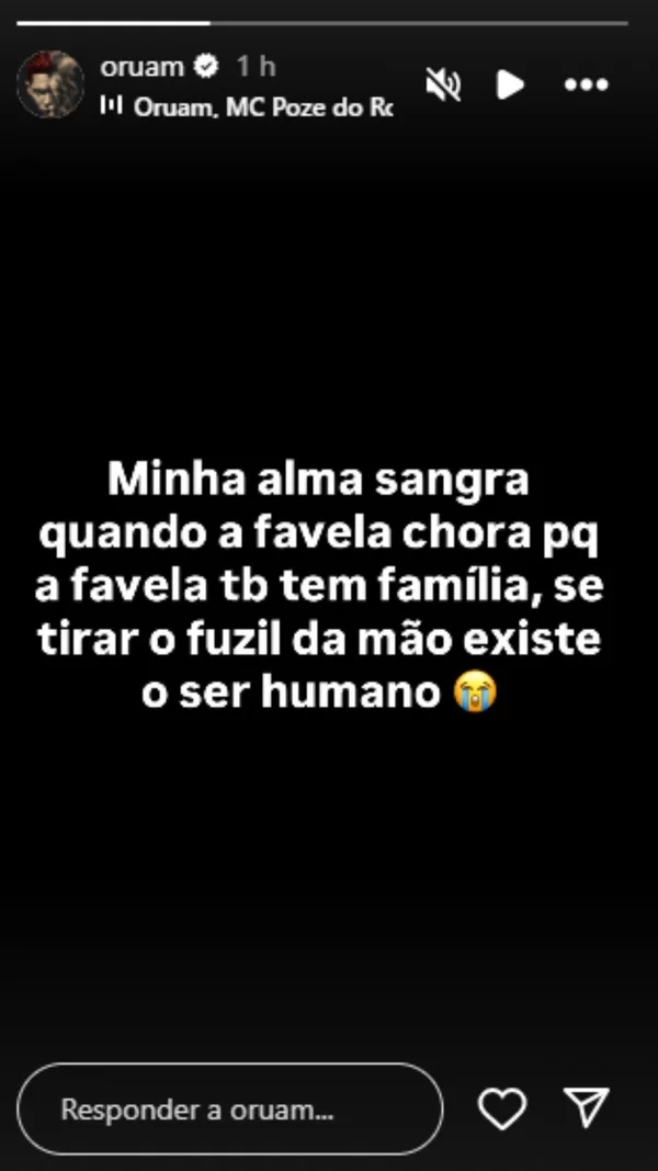 Oruam reage à operação que deixou mais de 60 mortos no Rio