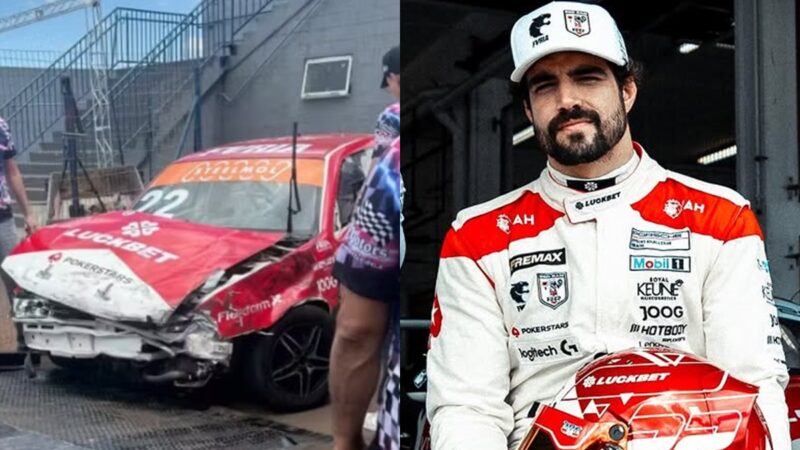 Caio Castro sofre acidente de carro durante treino de corrida