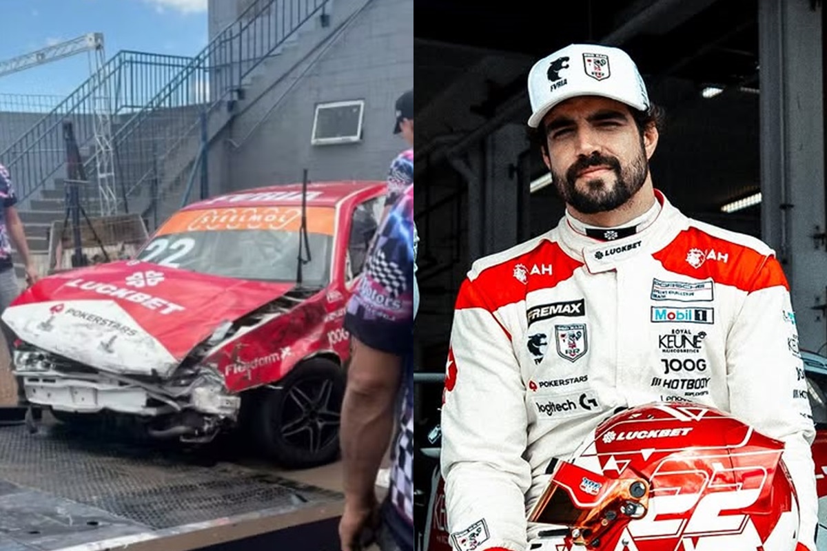 Caio Castro sofre acidente de carro durante treino de corrida