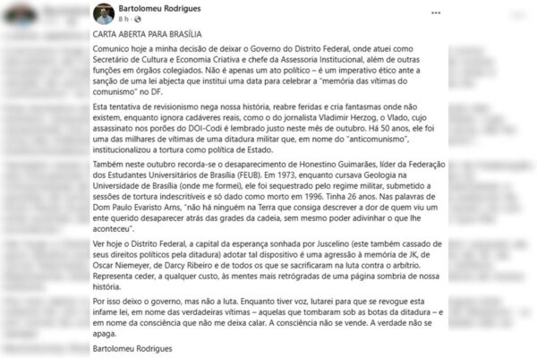 Após sanção de lei em memória a vítimas do comunismo, secretário pede demissão