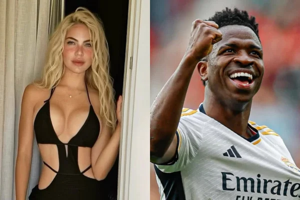 Modelo que expôs conversas com Vini Jr. aparece em jogo do Real Madrid