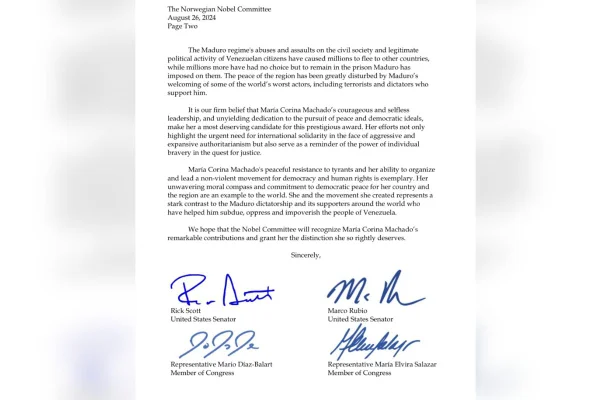 Marco Rubio, braço direito de Trump, indicou Corina ao Nobel da Paz