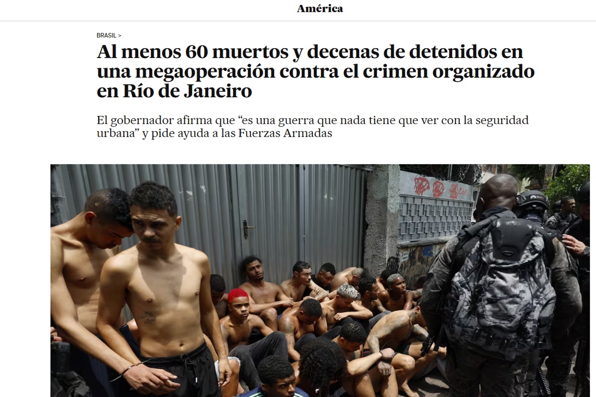 Mídia internacional repercute megaoperação no Rio: “Cenas de guerra”