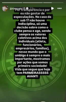 Coordenador do Palmeiras se manifesta sobre suspensão do sub-17; veja