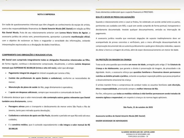 Filho de MC Daniel não tem sobrenome de Lorena Maria: entenda