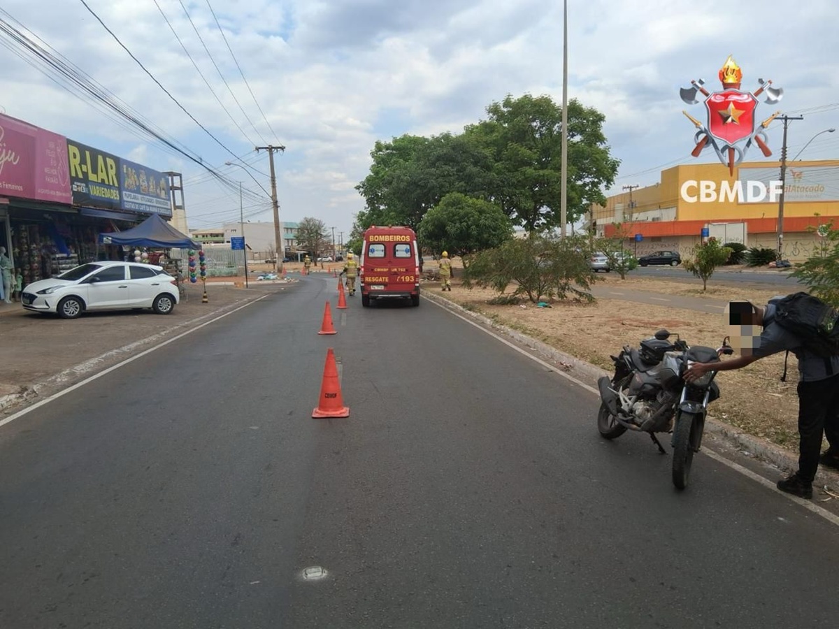 Pedestre fica ferido após ser atropelado por motociclista no DF