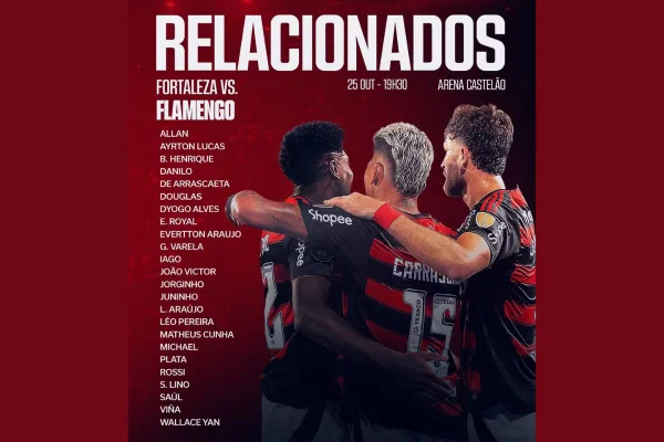 Flamengo tem sete desfalques para duelo com o Fortaleza no Brasileirão