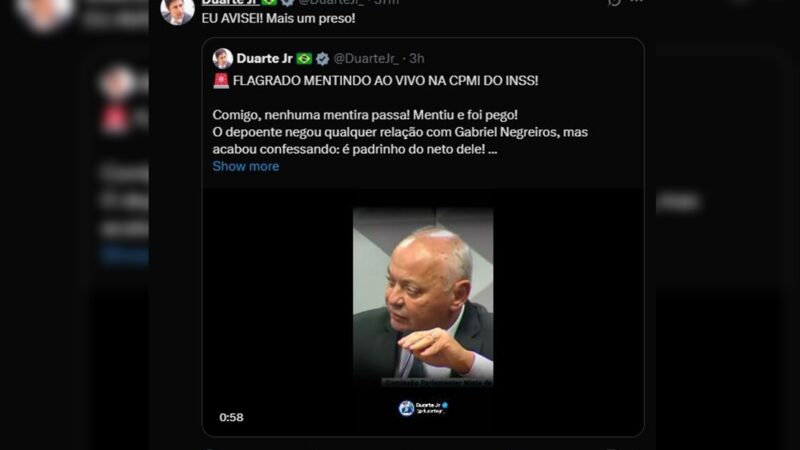 CPMI do INSS decreta prisão de presidente da CBPA por falso testemunho