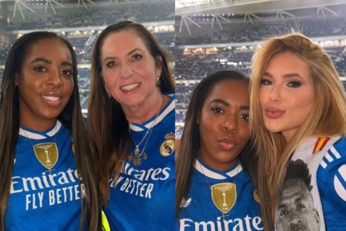 Virginia faz surpresa pra Vini Jr. durante jogo na Espanha