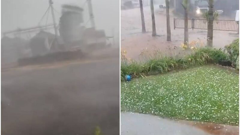 Ciclone extratropical provoca vendaval e chuva de granizo em SC